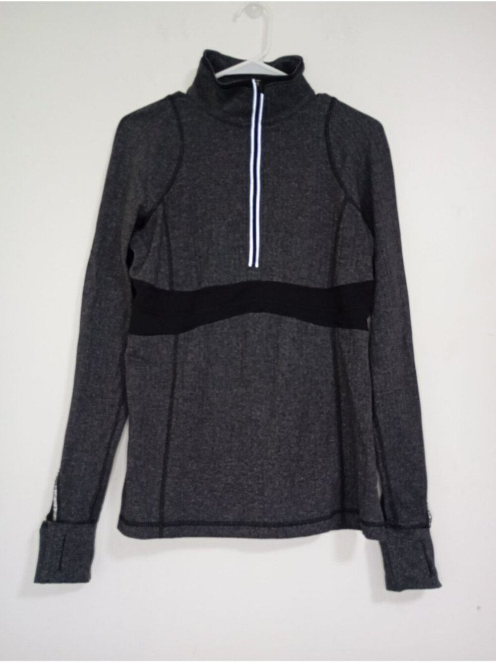 Lululemon Rum Full Tilt Gray Herringbone Half-Zip Pullover Size 10 Womens
